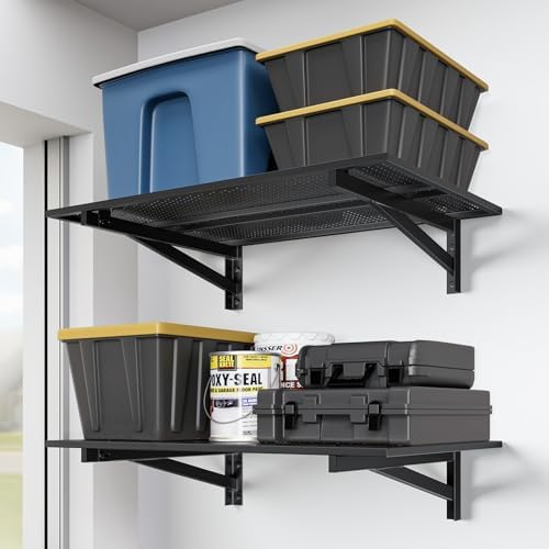 Jusgym 2 Pack Garage Shelving Wall Mounted, 700LBS Integrated Grid by Jusgym
