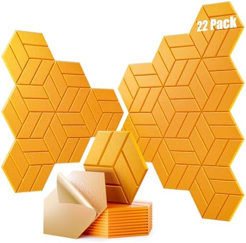22Pcs Acoustic Panels with Self-adhesive, Hexagonal Soundproof Wall Panels High by OTUOER