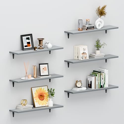 SKYSEN Floating Shelves for Wall Set of 6, 23.6in Wood Wall Shelf for Decor by skysen