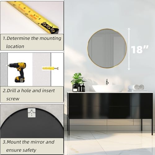 Round Bathroom Mirror, Circle Mirror, 1 Pack - Image 4