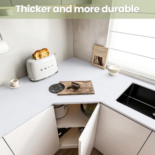 White Contact Paper Peel and Stick Wood Grain Wallpaper Easy to Install - Image 2