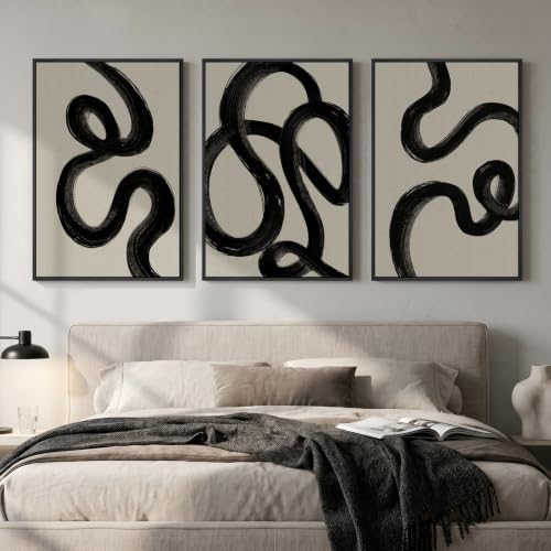 Large Framed Black and White Abstract Wall Art - Image 4