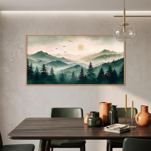 Large Boho Mountain Framed Canvas Wall Art Set 20"x40"x1 - Image 3
