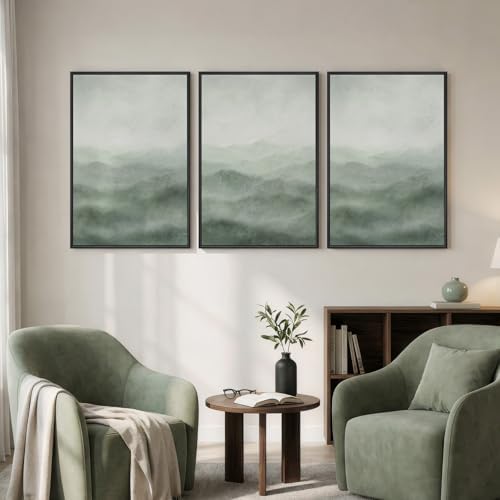 Large Framed Green Abstract Wall Art - Image 3