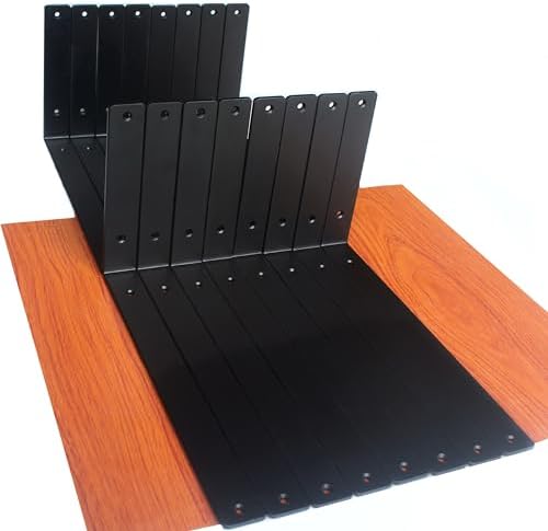 16 Pack - L 14" x H 8" x W1.5, 5mm Thick Black L Shelf Bracket, Iron Shelf by MHMYDZ