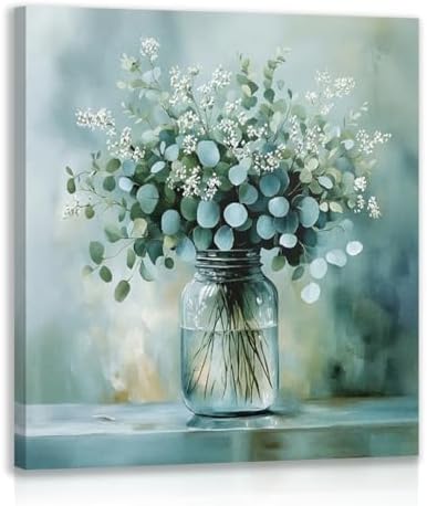 IAFWZX Wrapped Canvas Sage Green Eucalyptus Farmhouse Wall Art 12x12 in by Unknown