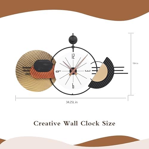 34x19 Inch Large Modern Decorative Wall Clock, Silent Non-Ticking Battery - Image 2