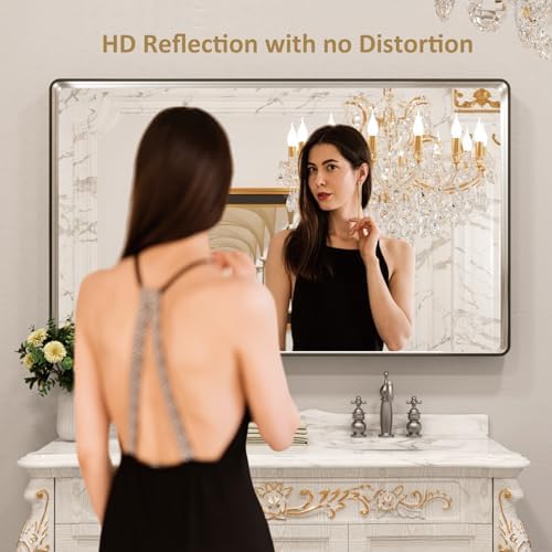 LOAAO 60X36 Inch Brushed Nickel Bathroom Mirror - Image 2
