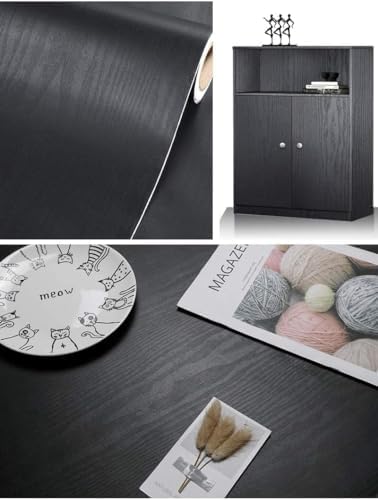 tiltil Black Wood Peel and Stick Wallpaper Wood Contact Paper 17.7" × 787" - Image 2
