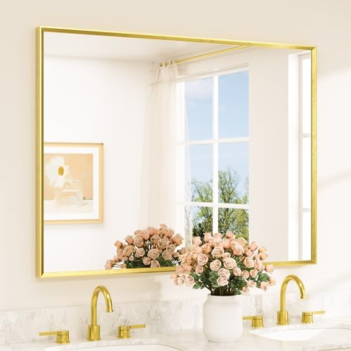 TETOTE Brushed Gold Bathroom Mirror by TETOTE
