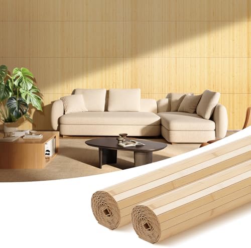 OUZUGIE 2 Pack 96x24 Inch Natural Bamboo Wall Panel by OUZUGIE