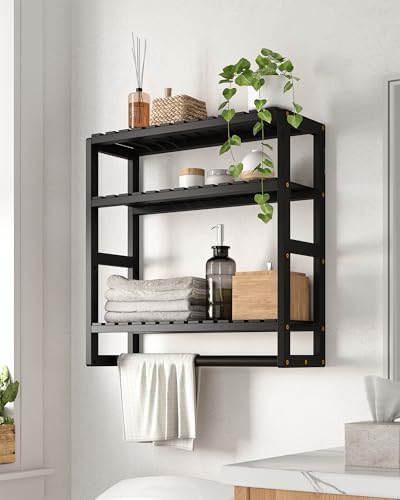 Galood Over The Toilet Storage Bathroom Shelves Wall Mounted 3 Tier Black by Galood