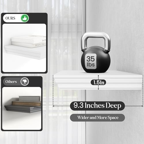 Fun Memories Floating Shelves 32 Inch Long, 9.3 Inch Deep Classic Crown Molding - Image 4