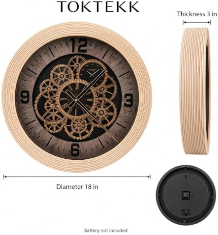Real Moving Gears Wall Clock Large Farmhouse Clocks - Image 3