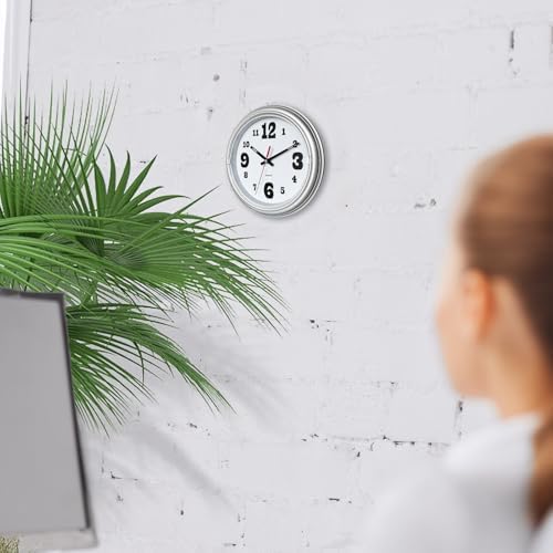 WANGIRO 8" Compact Wall Clock Silent Non-Ticking Battery Powered Silver - Image 5