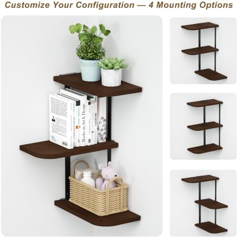 Love-KANKEI Large Corner Shelf 3-Tier, Solid Wood&Bracket - Image 6