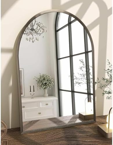 Arch Bathroom Mirror, Metal Frame Wall Mounted Mirror Coffee Vanity Wall Mirror - Image 2