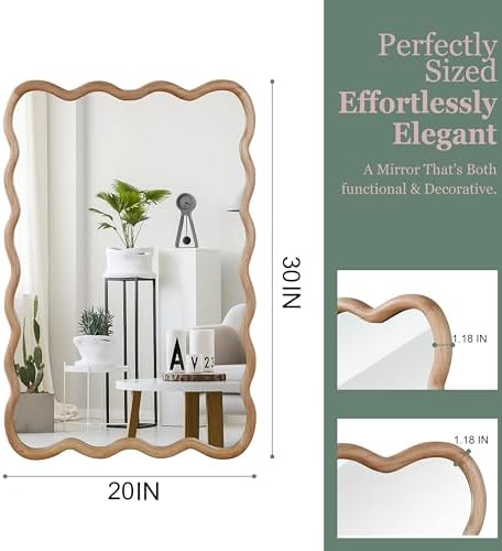 GDFStudio 20"x30" Wavy Rectangle Solid Wood Frame Mirror, Bohemian Decorative - Image 5