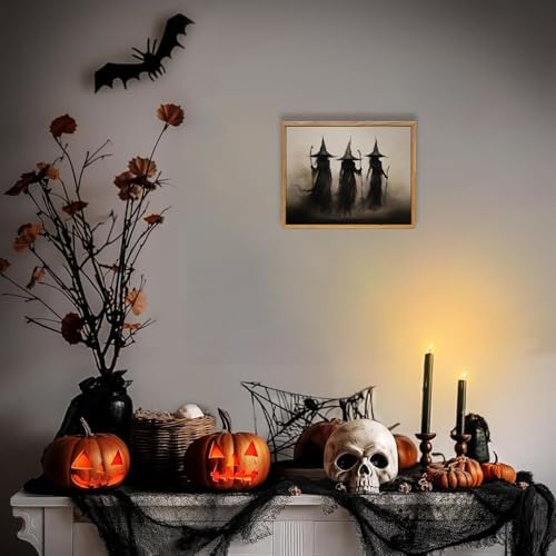 KBKBART Framed Halloween Witch Canvas Wall Art Witchy Gothic Wall Decor - Image 4