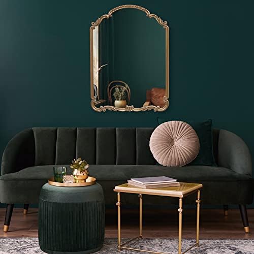 Wylde Iris English Estate Carved Arch Wood Wall Mirror, Mirror - Image 2