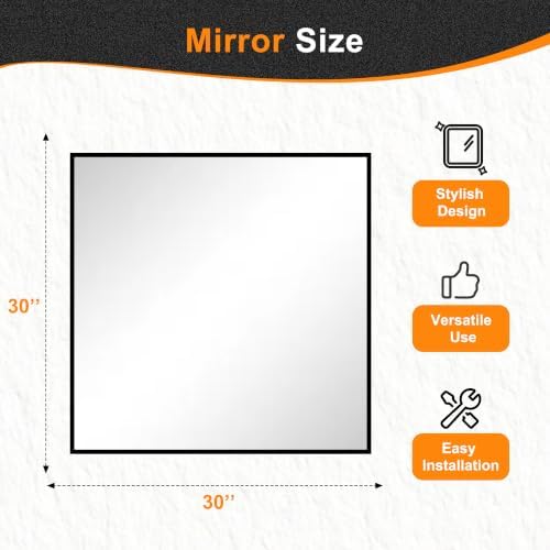 Delma Bathroom Vanity Mirror, 30x30 Black Metal Framed Mirror - Image 2