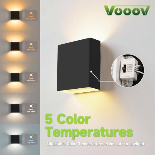 Black Up & Down Modern Aluminum Indoor Outdoor LED Wall Sconce - Image 2