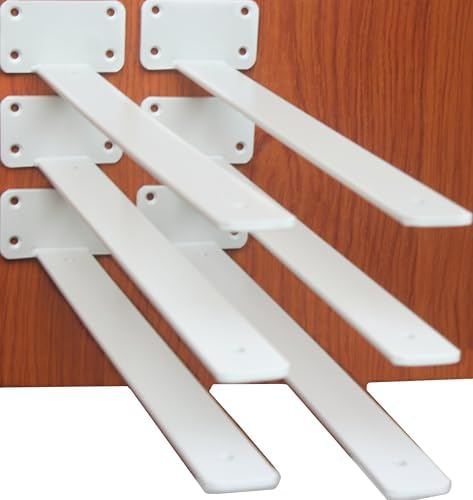 6 Pack - 18 inch White Hidden L Shelf Bracket Iron Floating Shelf Brackets by MHMYDZ