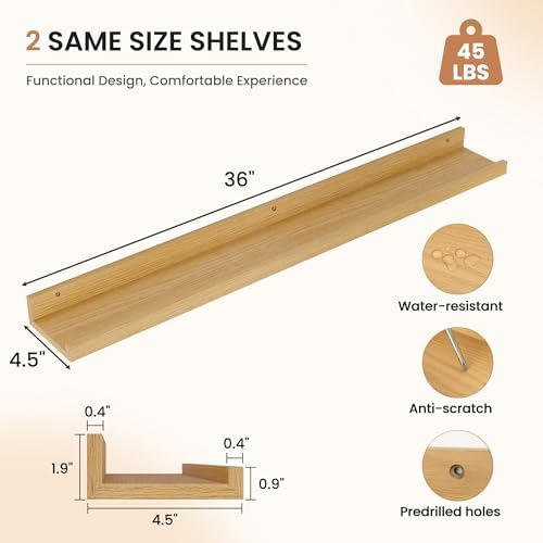 Dreamland Picture Ledge Shelf for Wall, Floating Shelves Set of 2, 36 Inch Long - Image 3
