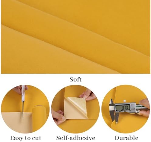 VaryPaper 15.7"x78.7" Mustard Yellow Velvet Fabric Self Adhesive Flocking - Image 5