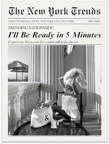 Trendy Newspaper Wall Art 8x10in Unframed Vintage Black and White Aesthetic by Unknown