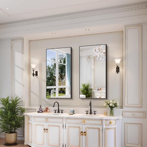 YIROMAN Bathroom Mirror 20"x40", Matte Black Bathroom Mirror - Image 2