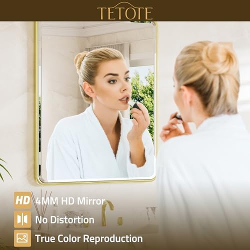 TETOTE Brushed Gold Bathroom Mirror - Image 6