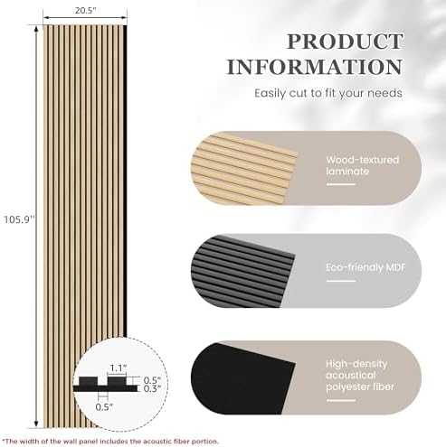 2 Pack 105.9" x 20.5" x 0.8" Acoustic Wall Panels Sound Absorbing, Wood Slat - Image 3