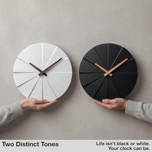 Driini Modern Wall Clock with No Numbers and Wooden Hands. Black, 10.5 Inch - Image 4