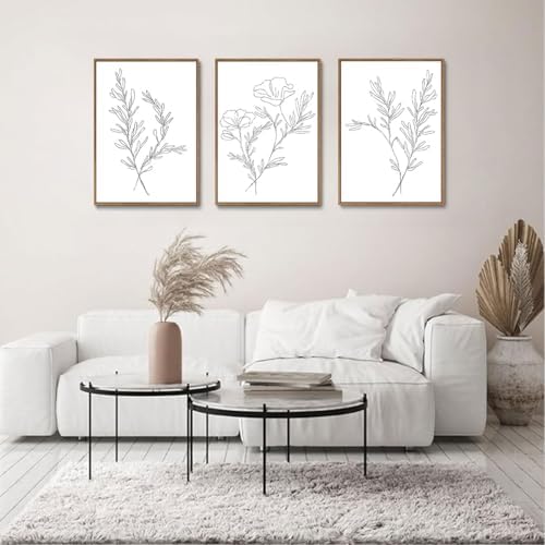 KISSFOX 3 Piece Framed Wall Art Botanical Wall Decor Floral Pictures Wildflower - Image 2