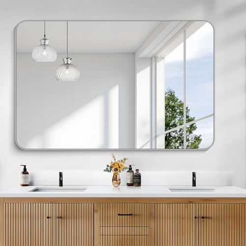 KOCUUY Silver Bathroom Mirror, 55x36 Inch Large Bathroom Mirror - Image 2