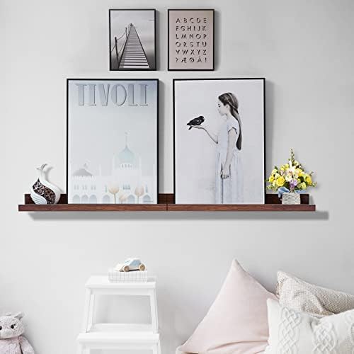 AZSKY Floating Book Shelves Wall Mounted Photo Shelf Picture Ledge Deep Walnut - Image 2