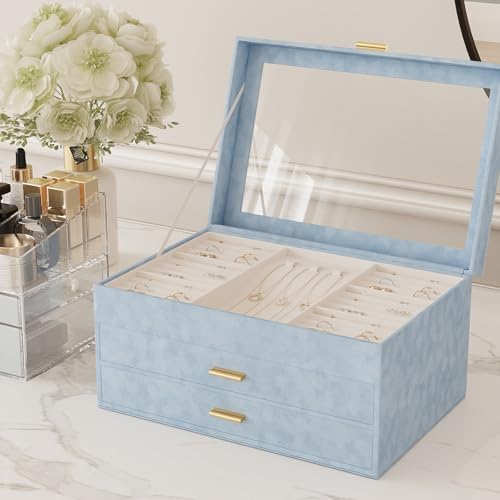 VEELIKE Self Adhesive Mottled Velvet Fabric Light Blue Felt Drawer Liner - Image 2