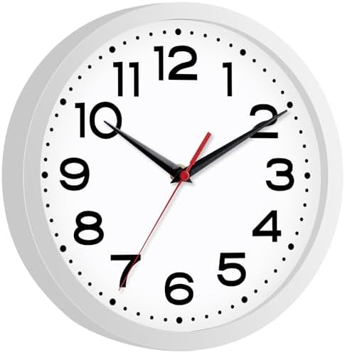 Roymnie 8 Inch Small Wall Clock, Battery Operated Silent Non Ticking White - Image 2