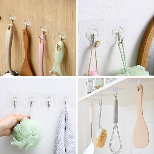 28 Pack Sticky Hooks for Hanging Heavy Duty, Wall Hooks Adhesive, Shower & - Image 6