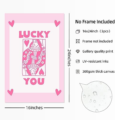 Lucky You Pink Wall Art Guest Check Preppy Wall Decor Trendy Aesthetic Canvas - Image 2