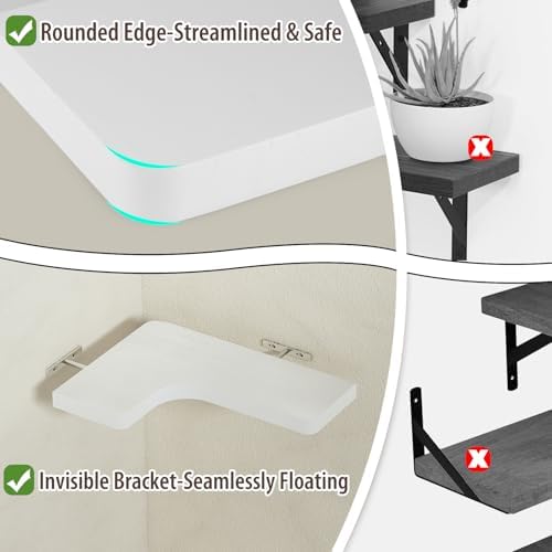 SAUMONIERES Corner Floating Shelves Wall Mount Shelf Solid Wood - Image 4