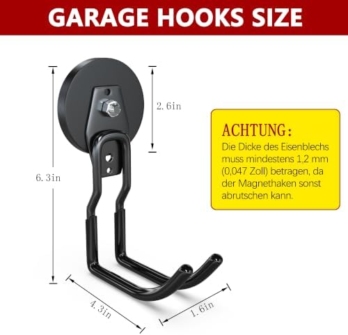 3-H Heavy Duty Magnetic Hooks, No-Drill Garage Power Tool Holder, 2 Pack - Image 4