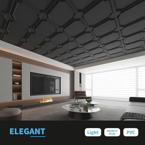 Art3d 3D Textured PVC Drop Ceiling Tiles, 2 x 2 ft - Image 2