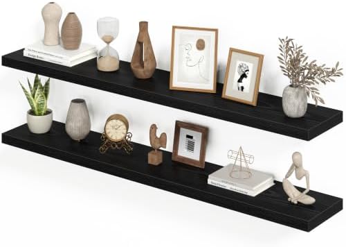 Heimlove Floating Shelves 55.1" W x 9.3" D Black Set of 2 by Heimlove