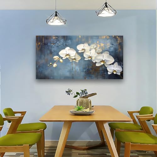 Abstract White Butterfly Orchid Canvas Wall Art - Image 2