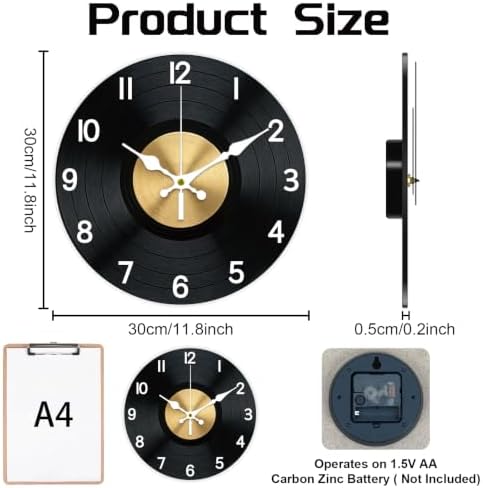Vinyl Record Wall Clock Silent Non-Ticking 12" - Image 2
