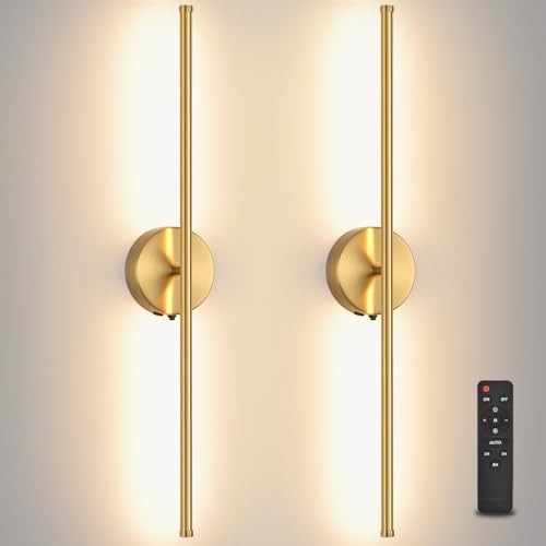 Wall Sconces Battery Operated Set of Two, 27.6 Inch Dimmable USB Rechargeable by Unknown