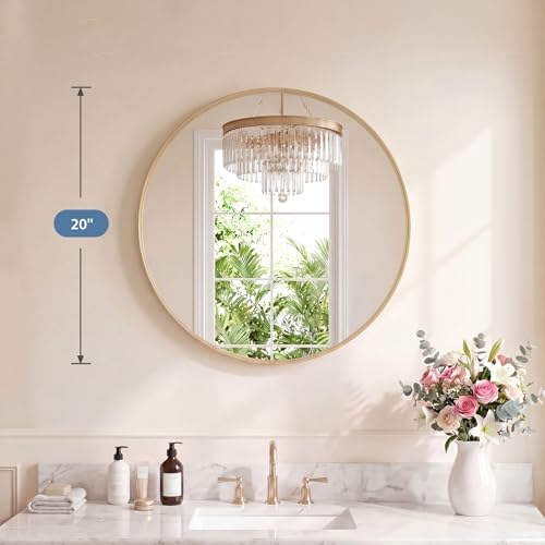 DUMOS Round Wall Mirror 20 Inch, Bathroom Wall Circle Mirror - Image 2