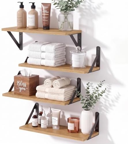 Oak Shelves for Wall 16x6 Set of 4 by Unknown